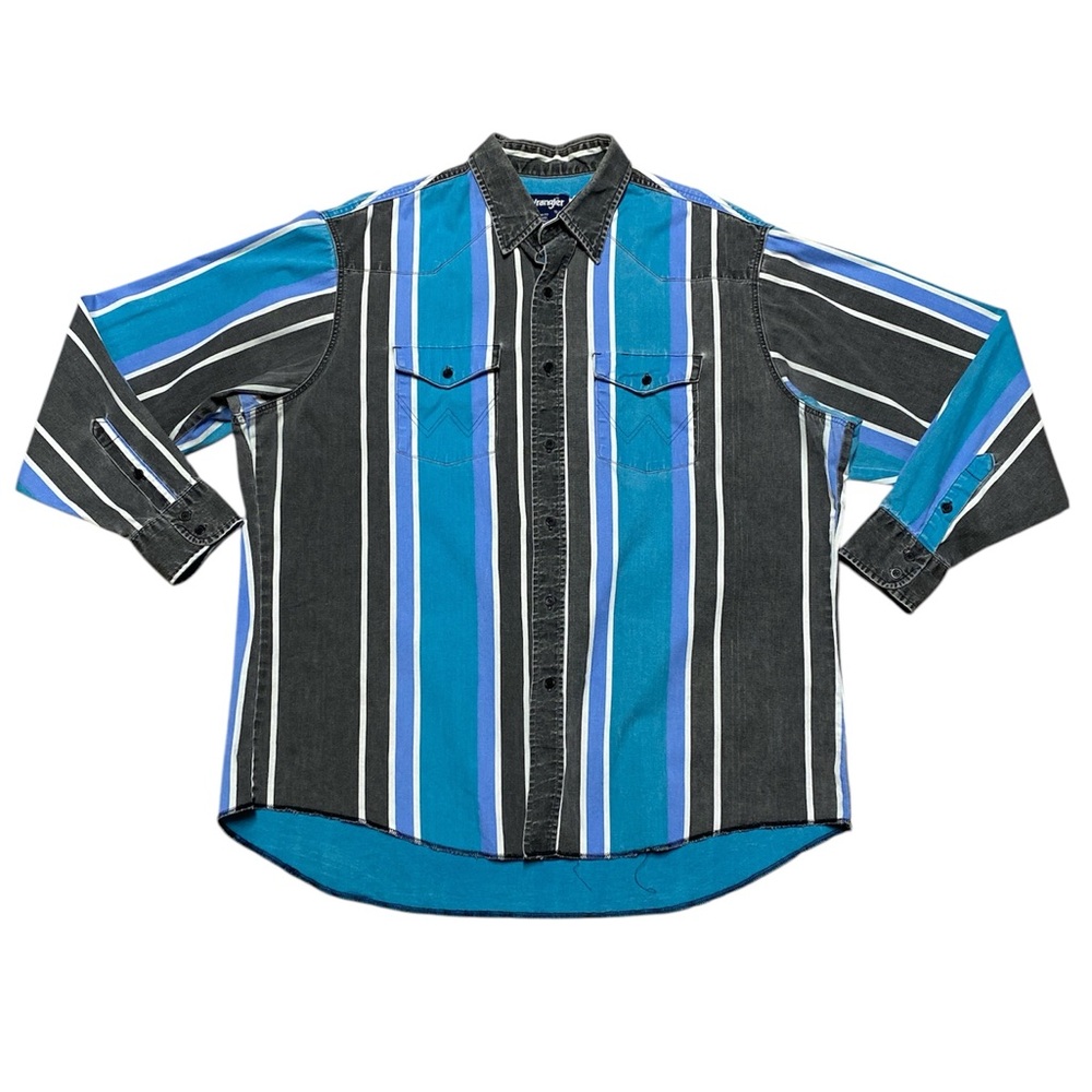 Vintage Wrangler Brushpopper Shirt Men’s 18-36 Stripe Button Down X Long Tails
